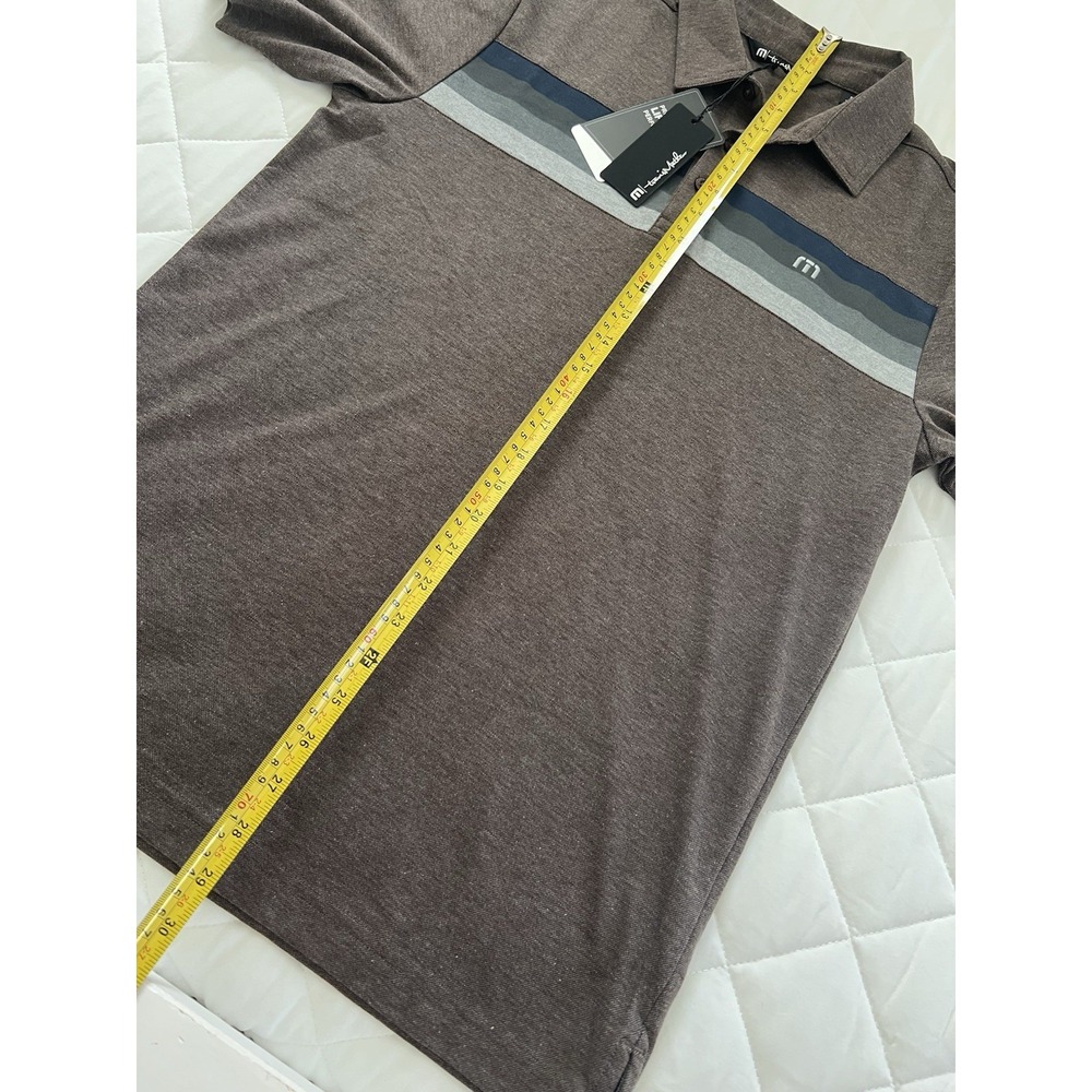 Travis Mathew Mens Small Brown Striped Polo Shirt Short Sleeve Golf Casual NWT - Picture 8 of 10